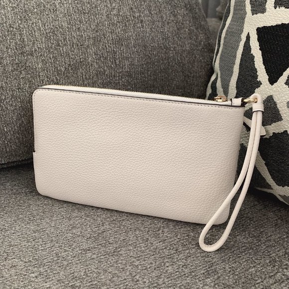 NWT Coach C5576 DOUBLE Zip Wallet in Signature Canvas Gold/Khaki/Chalk - Picture 5 of 8